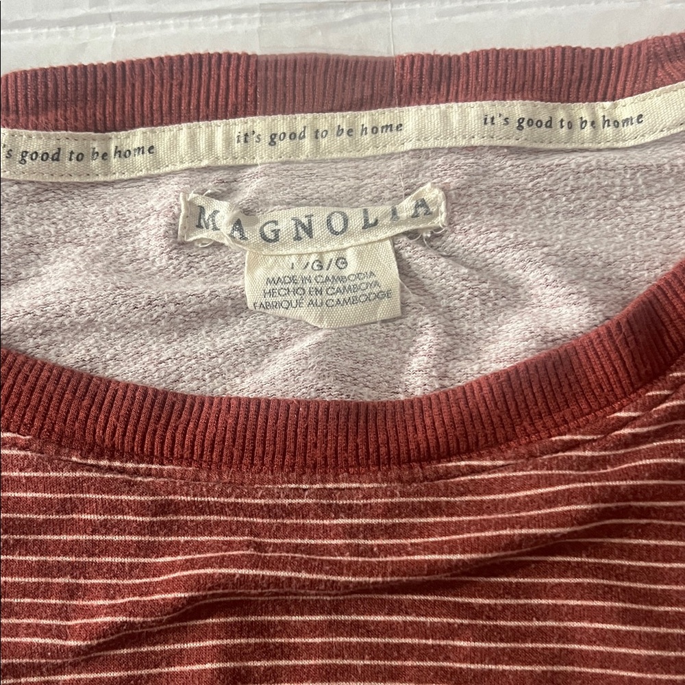 Magnolia Burgundy and White Striped Shirt long sleeve
